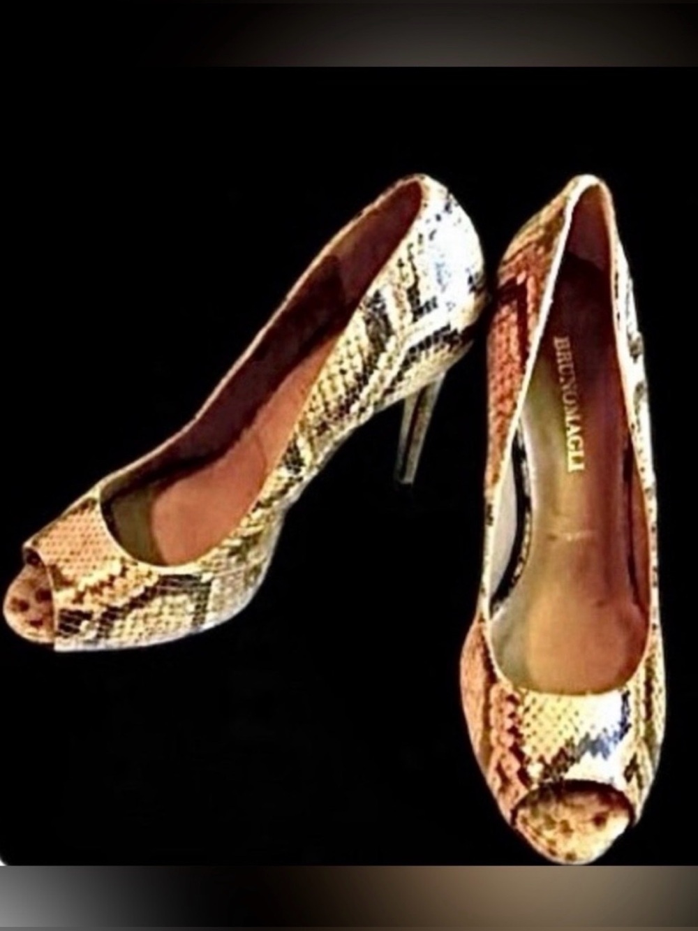 BRUNO MAGLI Enya Genuine Snakeskin Open-toe Stiletto Pump 8.5 MSRP $900 NWOB